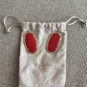 Kendra Scott Red Earrings with Gold Accents